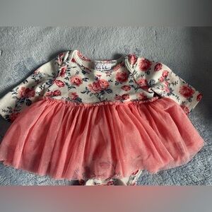 Nicole Miller Pink and Cream Floral Baby Dress
